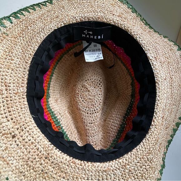 Manebi Hat Raffia Striped Beach Resort Vacation - Picture 8 of 8